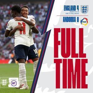 世预赛-林加德2射1传凯恩萨卡破门 英格兰4-0安道尔5战全胜领跑